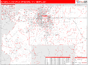 Denver-Aurora-Lakewood Metro Area Wall Map Red Line Style
